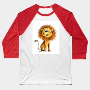 Happy Cartoon Lion Baseball T-Shirt